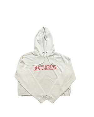 Women's White Cropped Hoodie